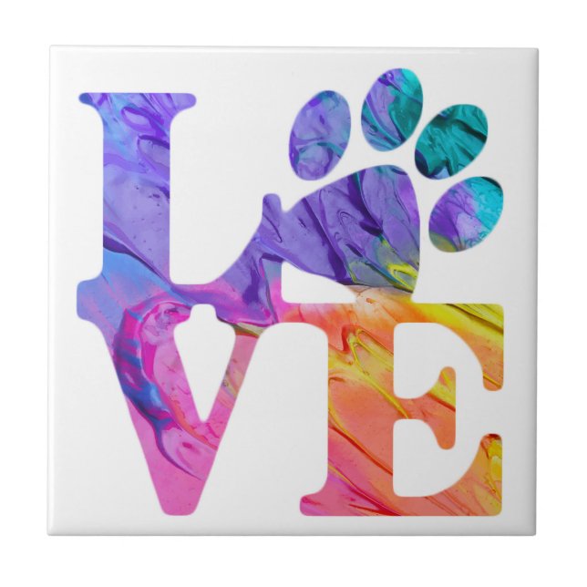 Love Paw Print - Gifts for Dog Lovers Tile (Front)