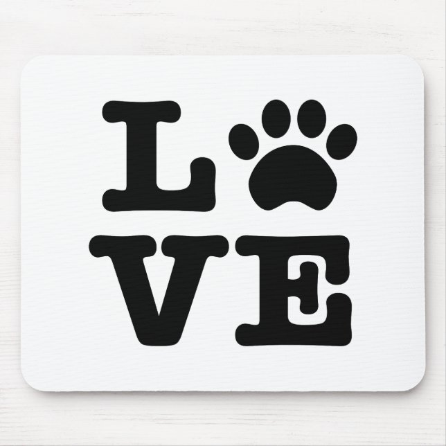 Love Paw Print Mousepad (Front)