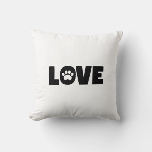 Love Paw Print Throw Pillow