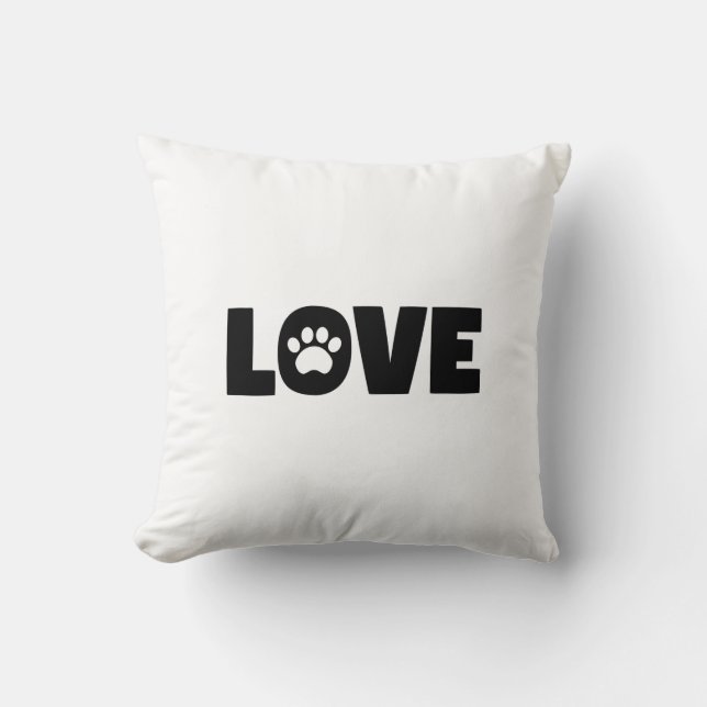 Love Paw Print Throw Pillow (Front)
