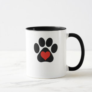 Love Paw Print with red heart  Mug