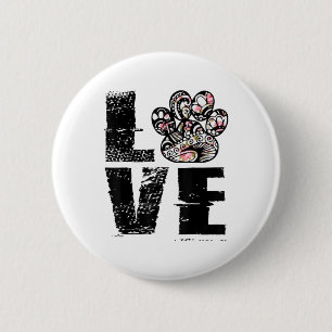 Love Paw Tattoo Flower Dog Lover _1 2 Inch Round Button