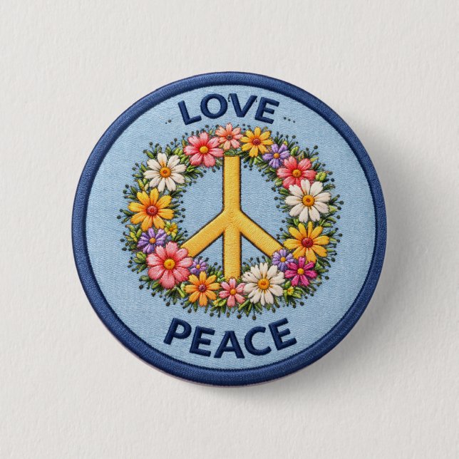 Love Peace 2 Inch Round Button (Front)