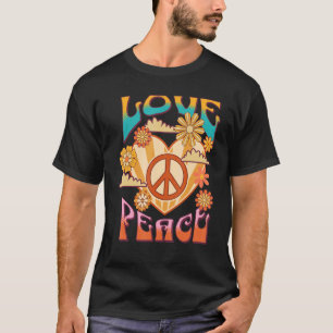 LOVE PEACE 60S 70S RETRO COLORFUL FLOWERS HEART T-Shirt