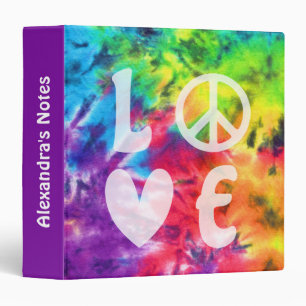 Love Peace Abstract Bright Rainbow Batik Name Binder