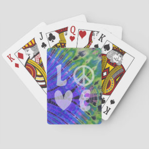 Love Peace Abstract Peacock Blue Green Teal Batik Playing Cards