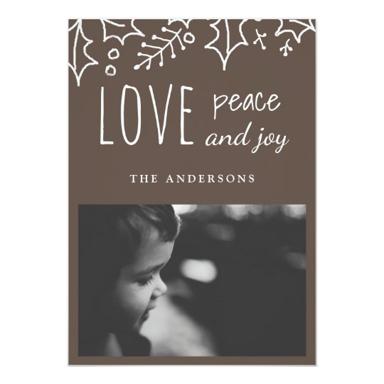 Love Peace And Joy | Beige | Holiday Photo Card
