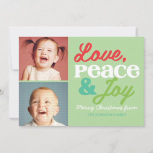 Love, Peace and Joy Family Colourful Photo Card