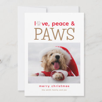 Love Peace and Paws Pet Pet Pet Noël Carte de vaca