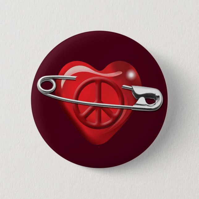 Love Peace and Safety For All red heart 2 Inch Round Button (Front)