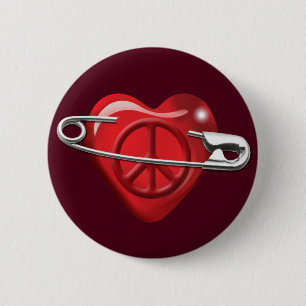 Love Peace and Safety For All red heart 2 Inch Round Button