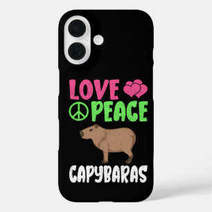 Love Peace Capybaras Cute Animals Capybara Lover iPhone 16 Case