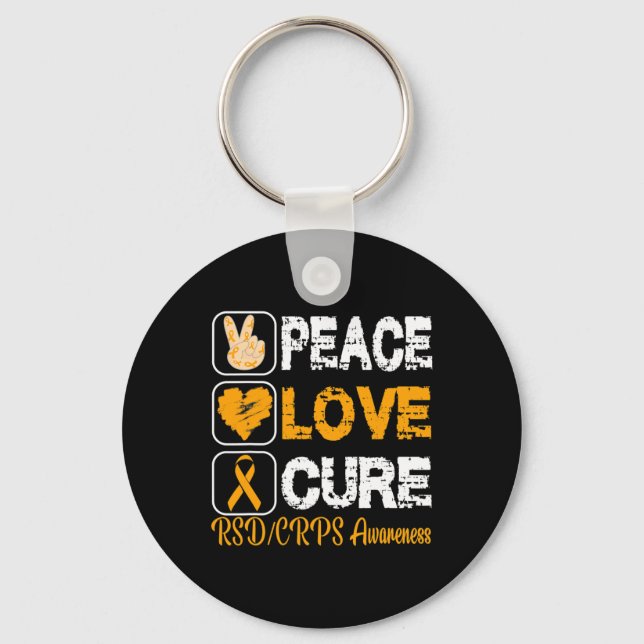 Love Peace Cure Rsd Crps Awareness  Keychain (Front)