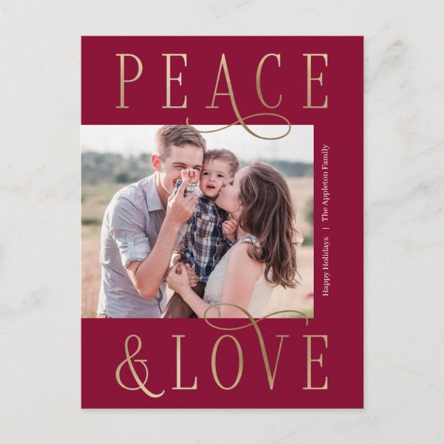 Love Peace Editable Color Photo Holiday Carte post (Devant)