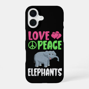 Love Peace Elephants Cute Zoo Animals Elephants  iPhone 16 Case