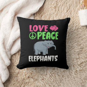 Love Peace Elephants Cute Zoo Animals Elephants Throw Pillow
