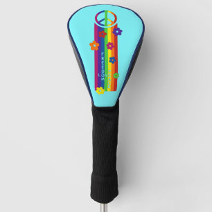 LOVE PEACE FREEDOM Stripes Flowers Golf Head Cover