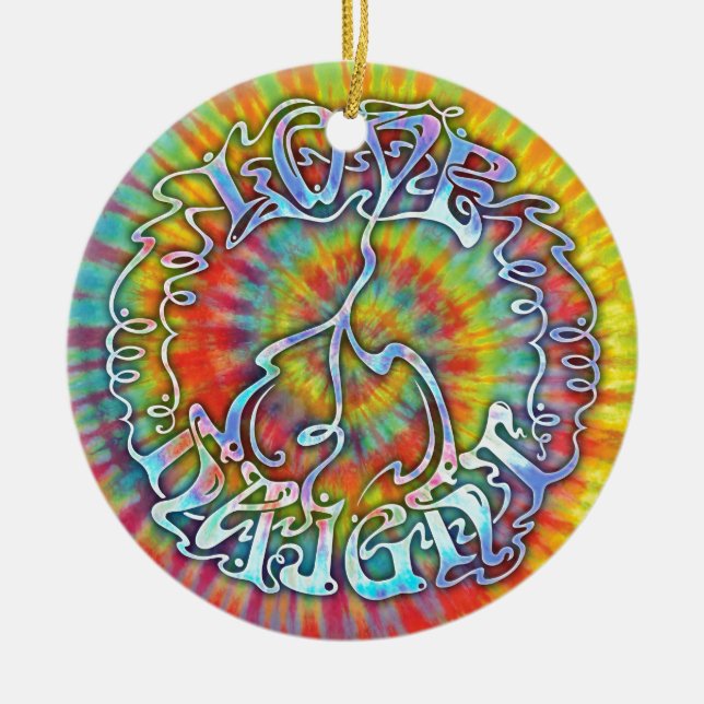 Love Peace Haight Ceramic Ornament (Front)