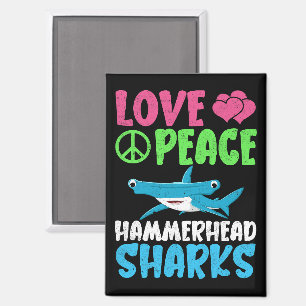 Love Peace Hammerhead Sharks Cute Sea Animals Fans Magnet