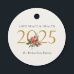 Love Peace Health Poinsettia Bunch Foil Gold 2025 Favour Tags<br><div class="desc">If you need any further customization please feel free to message me on yellowfebstudio@gmail.com.</div>