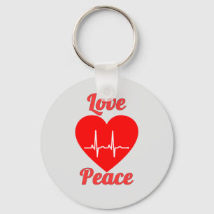 Love & Peace Heart of Hearts Word Art Keychain