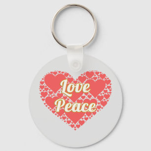 Love & Peace Heart of Hearts Word Art Keychain