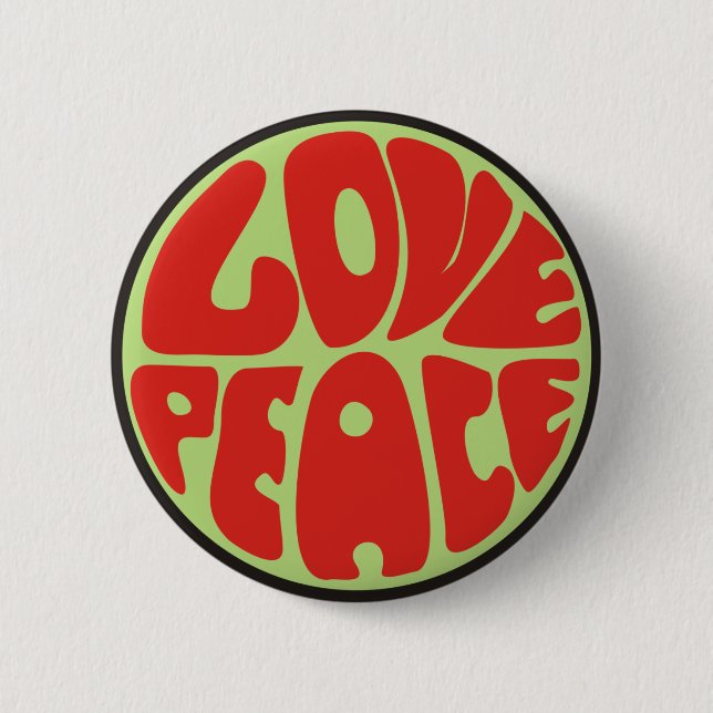 love peace hippie 2 inch round button (Front)