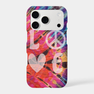 Love Peace Hippie Boho Pink Blue Batik Tie Dye