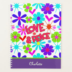 Love & Peace Hippie Flower Power Personalized Planner