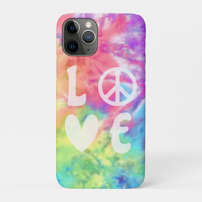 Love Peace Hippie Pastel Rainbow Batik Tie Dye Case-Mate iPhone Case (Back)
