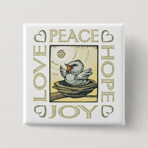 Love, Peace, Hope, Joy 2 Inch Square Button
