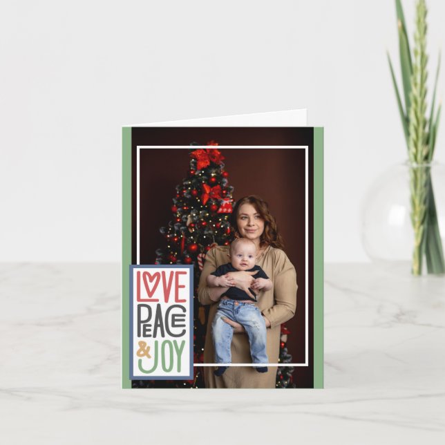 Love Peace & Joy (ajouter votre photo) Carte de va (Devant)
