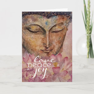Love Peace Joy Buddha Watercolor Art Greeting Card