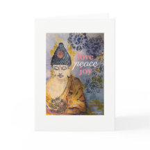 Love Peace Joy Buddha Watercolor Greeting Card