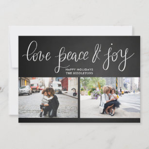 Love Peace Joy Chalkboard Holiday Script Two Photo
