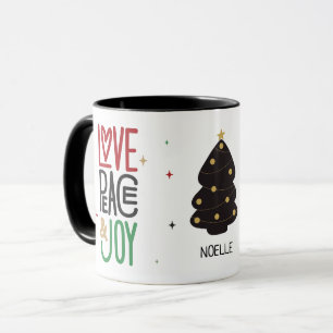 Love, Peace, & Joy Christmas Tree Mug