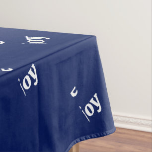 Love Peace Joy Christmas Typography Blue White Tablecloth