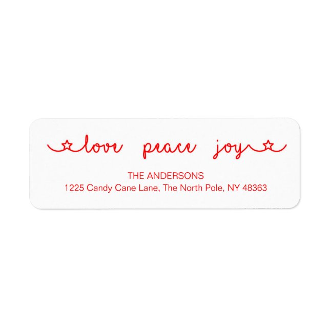 Love Peace Joy Cute Red Christmas Retourner l'adre (Devant)