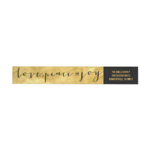 Love Peace Joy Gold Foil Holiday Address Label