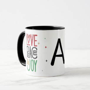 Love, Peace, & Joy Initial Mug