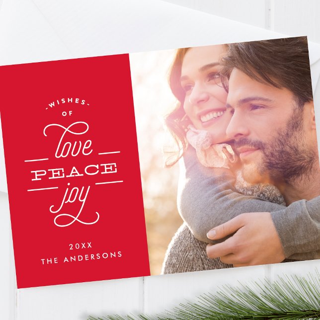 Love Peace Joy Letter Carte photo de vacances (Créateur téléchargé)