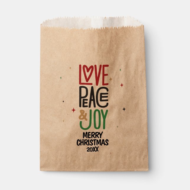 Love, Peace, & Joy - Merry Christmas 20XX Favour Bag (Front)