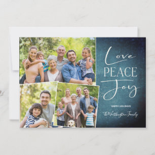 Love Peace Joy Modern Elegant Family Photo Holida Holiday Card