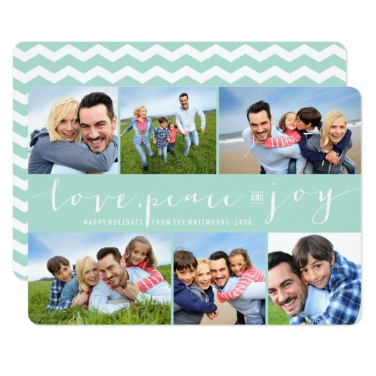 Love Peace Joy Modern Holiday Photo Collage Card