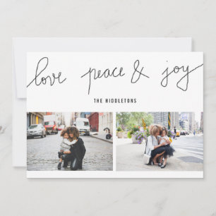 Love Peace Joy Modern Holiday Script Two Photo
