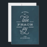 LOVE PEACE JOY Navy Chalk Holiday Christmas Card<br><div class="desc">LOVE PEACE JOY to you Holiday Christmas Card Navy Chalk and white.</div>