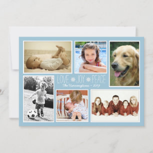Love Peace Joy Photos de famille Carte de Noël