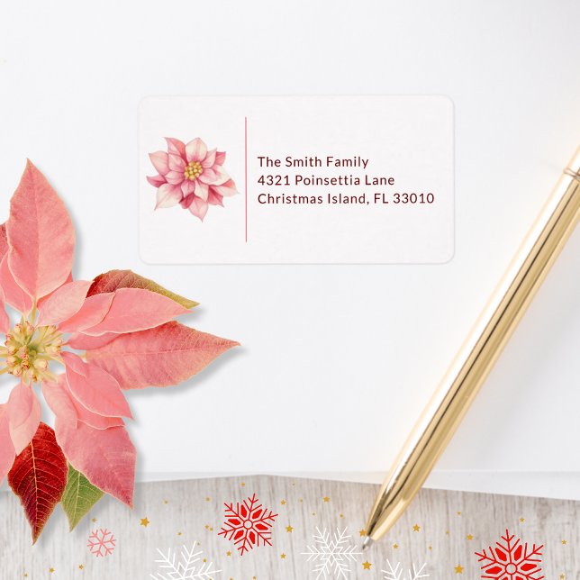 Love Peace Joy Pink Poinsettia Christmas Label (Creator Uploaded)