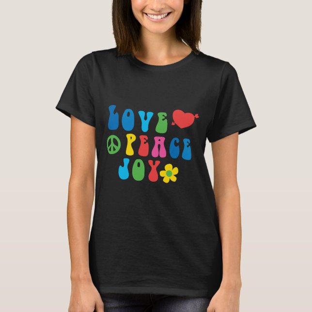 Love Peace Joy Retro Basic T-shirt Femme (Devant)