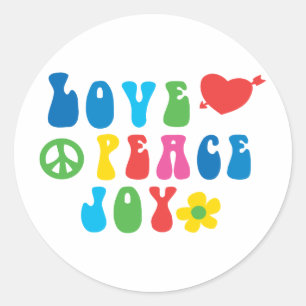Love Peace Joy Stickers ronds, Glossy
